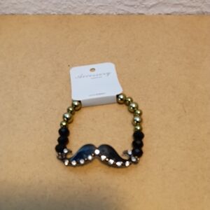Black and Gold Mustache Bracelet